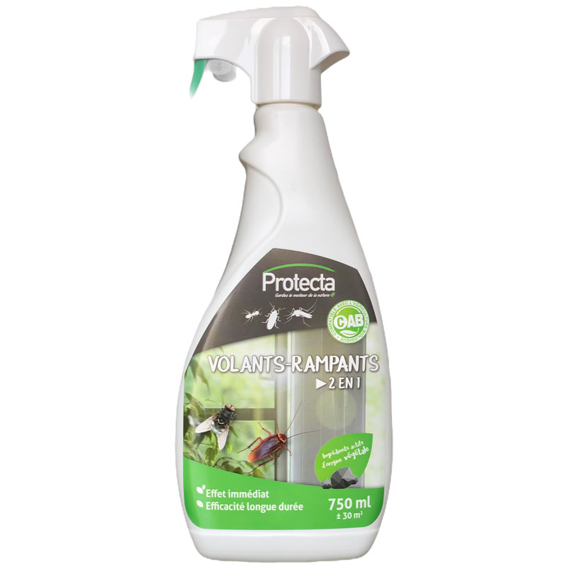 Insecticide 2 en 1 polyvalent au pyrèthre végétal pour insectes volants rampants - Pulvérisateur 750 ml