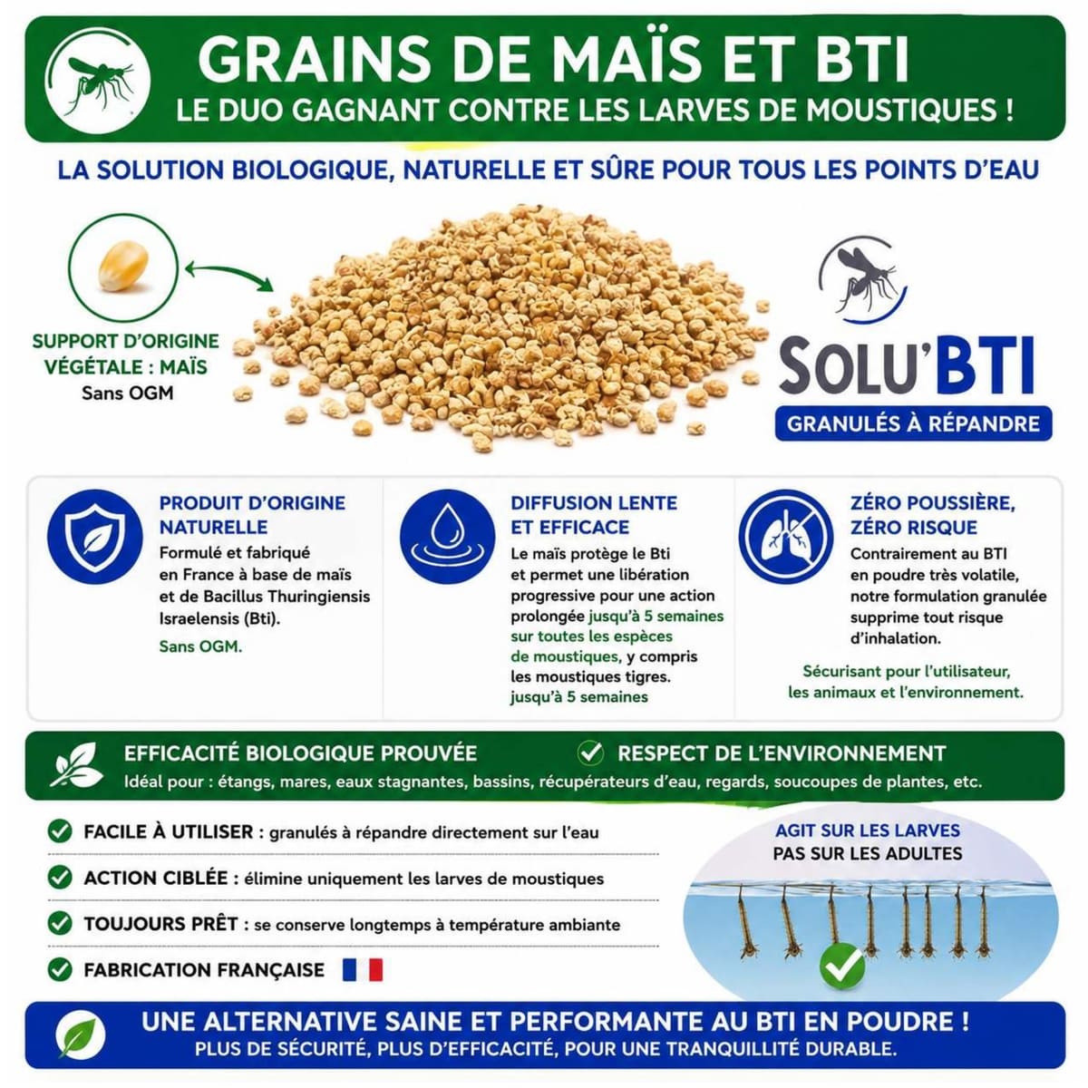 Granulés larvicides anti-moustiques, SOLU