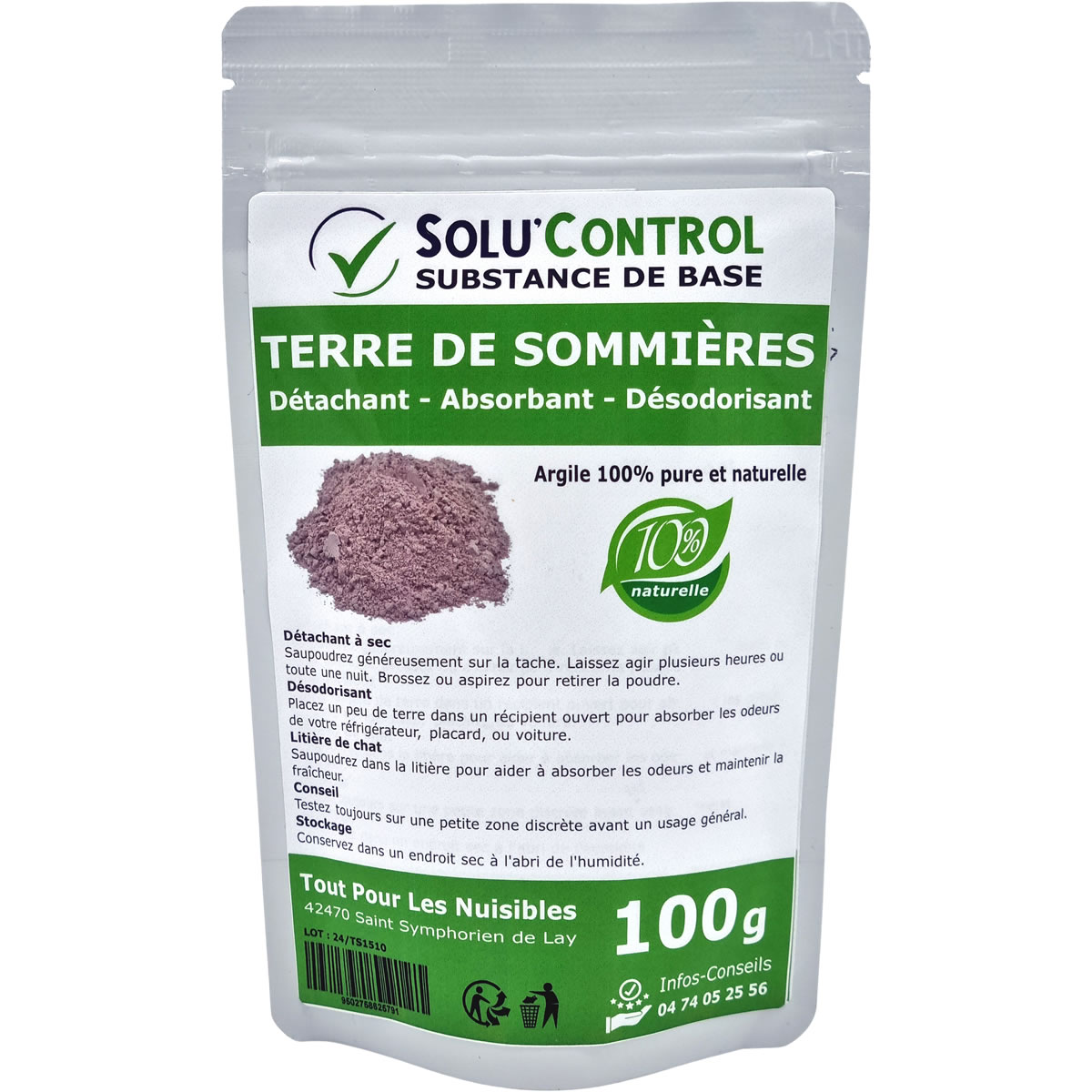 Terre de Sommières, détachant naturel- absorbant - désodorisant, SOLU