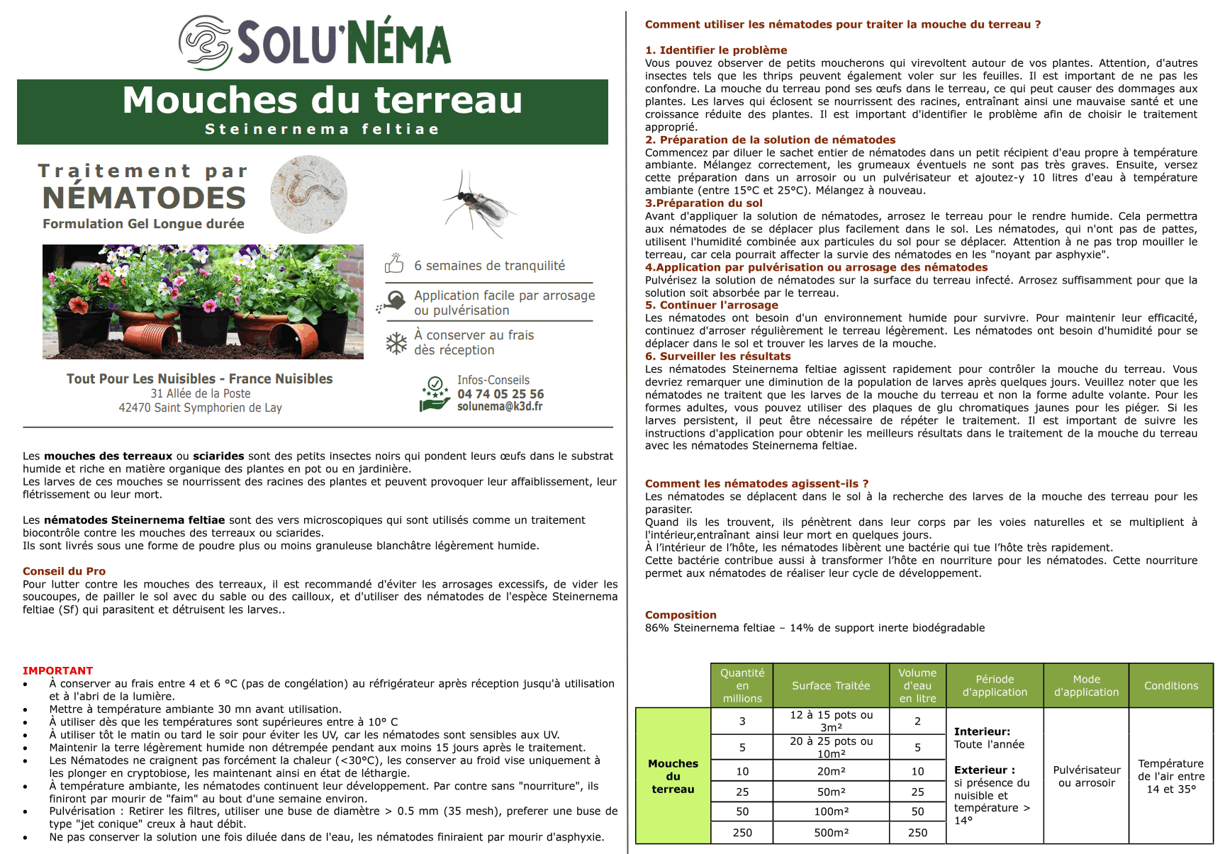 SOLUNEMA - Mouches des terreaux - Nématodes  (SF)