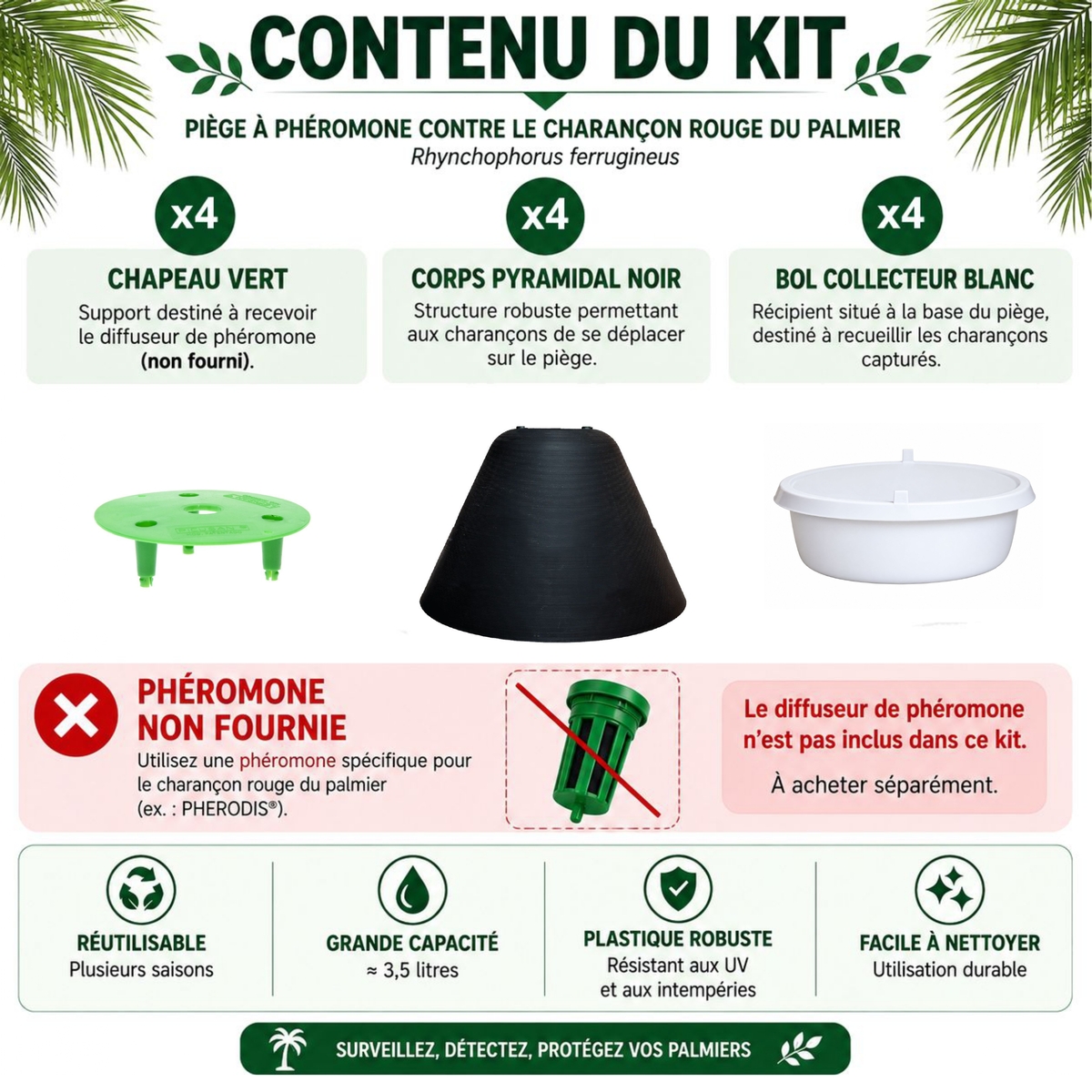 Piège à phéromones contre le charançon rouge du palmier SOLU