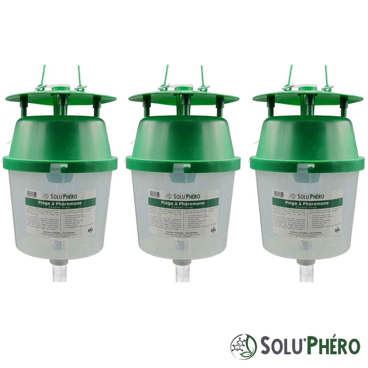 SOLUPHERO - Piège Professionnel à Phéromone Funnel Trap pour papillon (pyrale du buis, processionnaire ...) sans phéromone