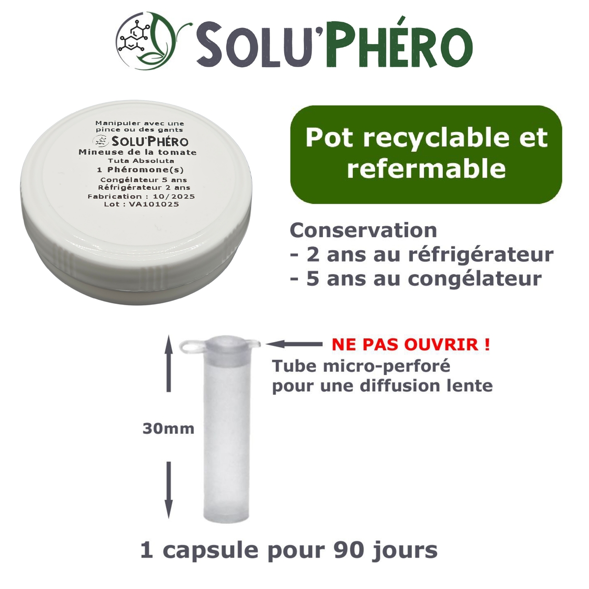 Phéromone pour attirer et capturer le papillon mâle de la Mineuse de la tomate, Tuta absoluta