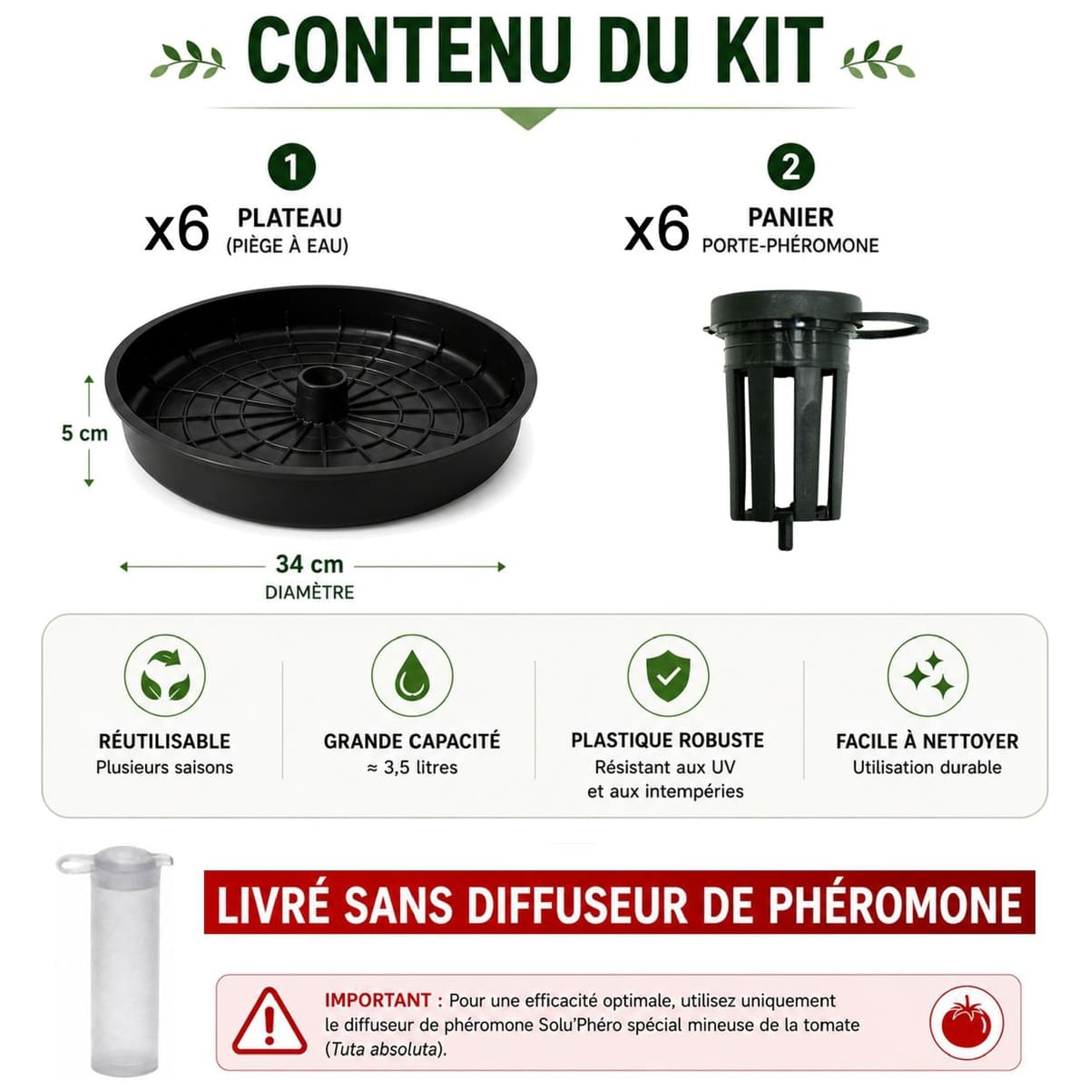 Pièges pour capturer la Mineuse de la tomate, Solu