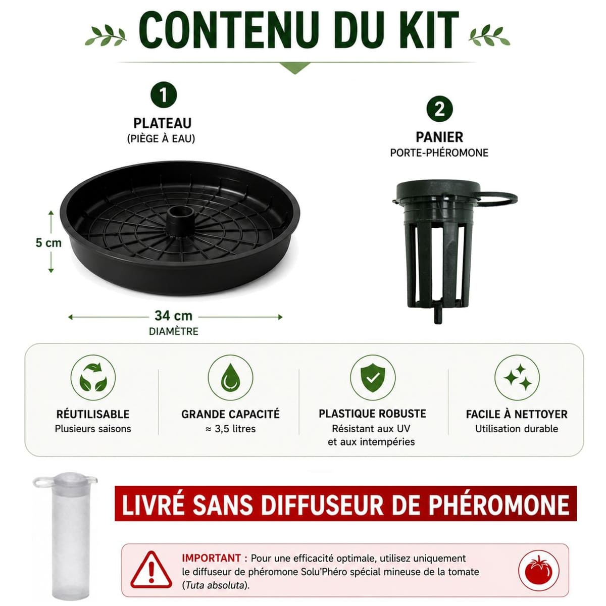 Pièges pour capturer la Mineuse de la tomate, Solu