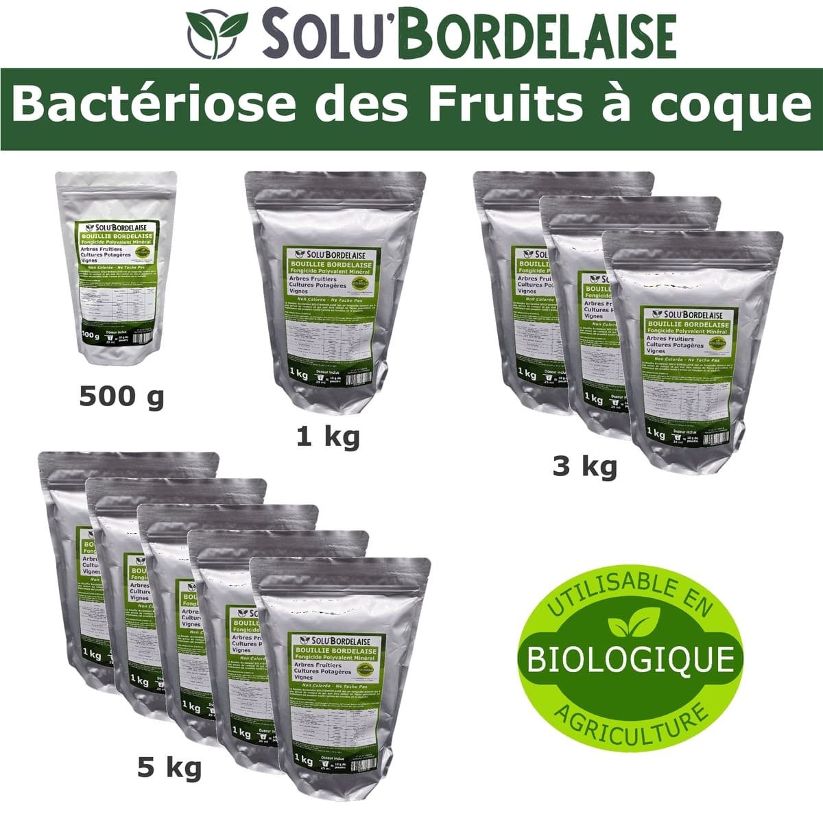 Bouillie Bordelaise Non Colorée spécial Bactériose des Fruits à coque, SOLU