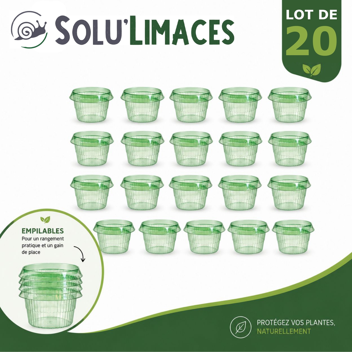 Cloche Anti-Limaces et Escargots – Barrière Physique pour Salades et Jeunes Plants, SOLU