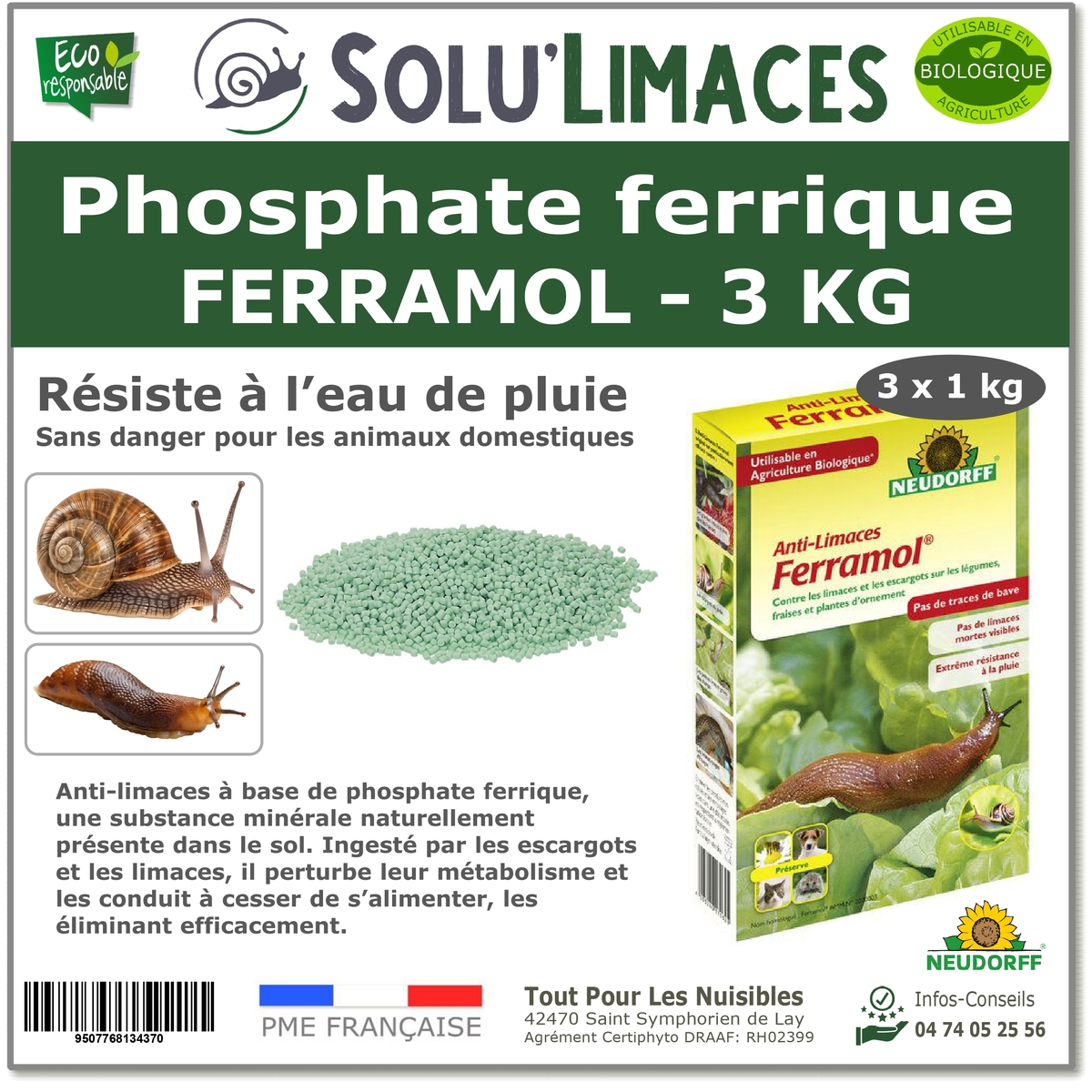 Phosphate ferrique, Anti-limaces et escargots - Ferramol Neudorff
