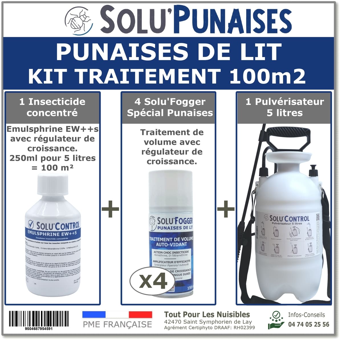 Kit Pro traitement insecticide et fumigène contre la punaise de lit