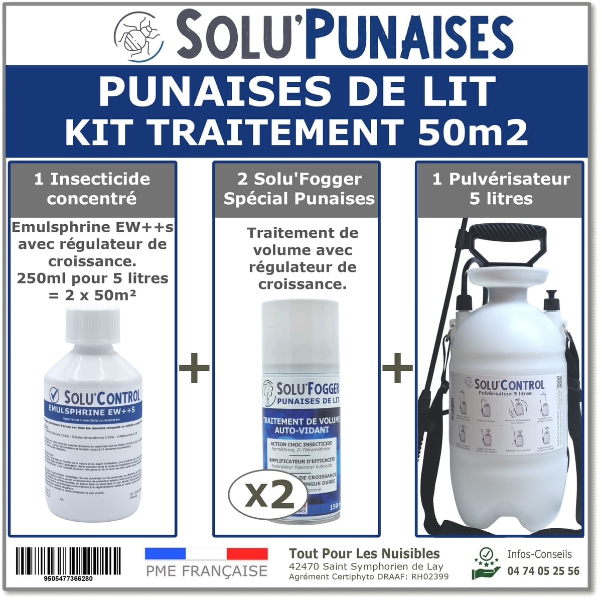 Kit Pro traitement insecticide et fumigène contre la punaise de lit