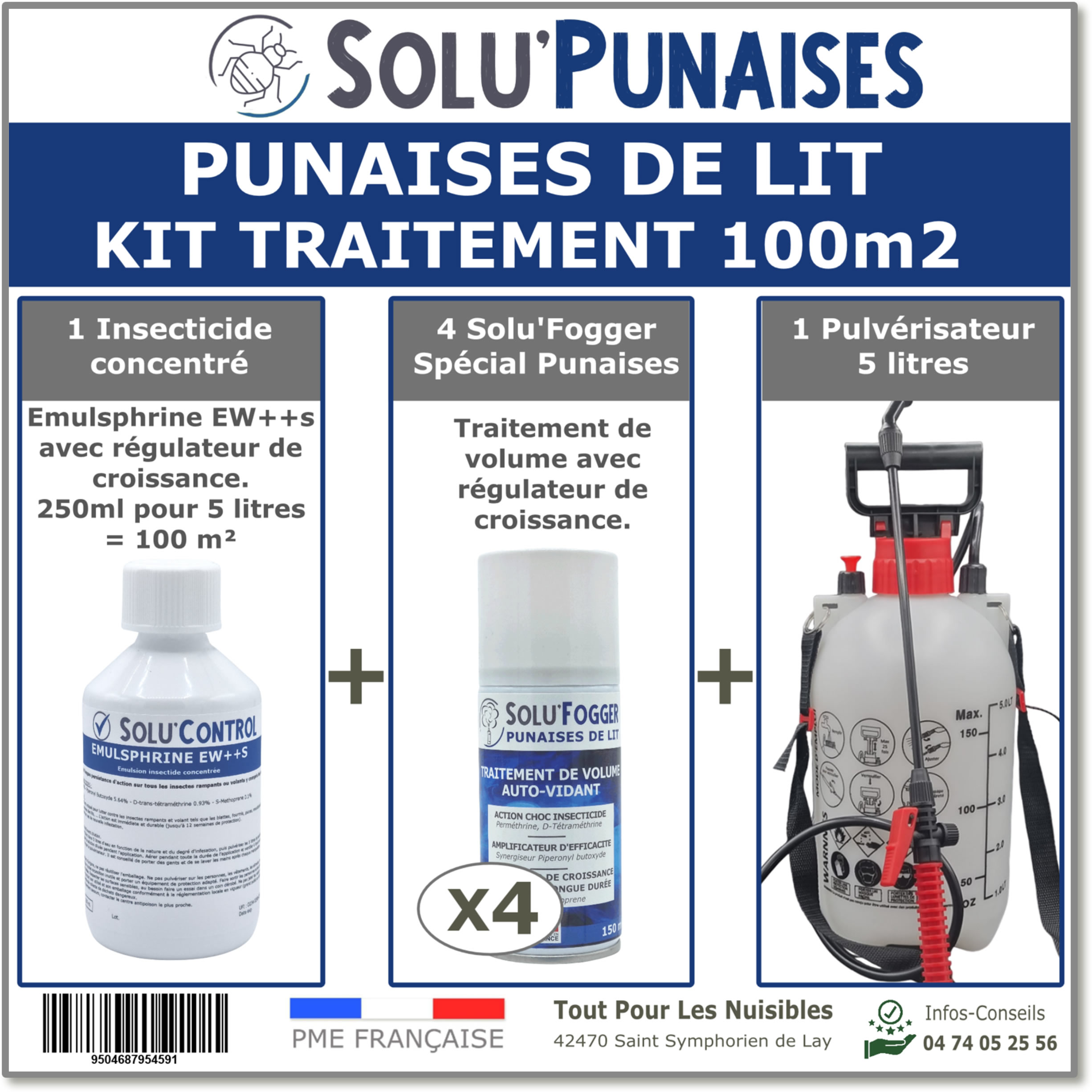 Kit Pro traitement insecticide et fumigène contre la punaise de lit