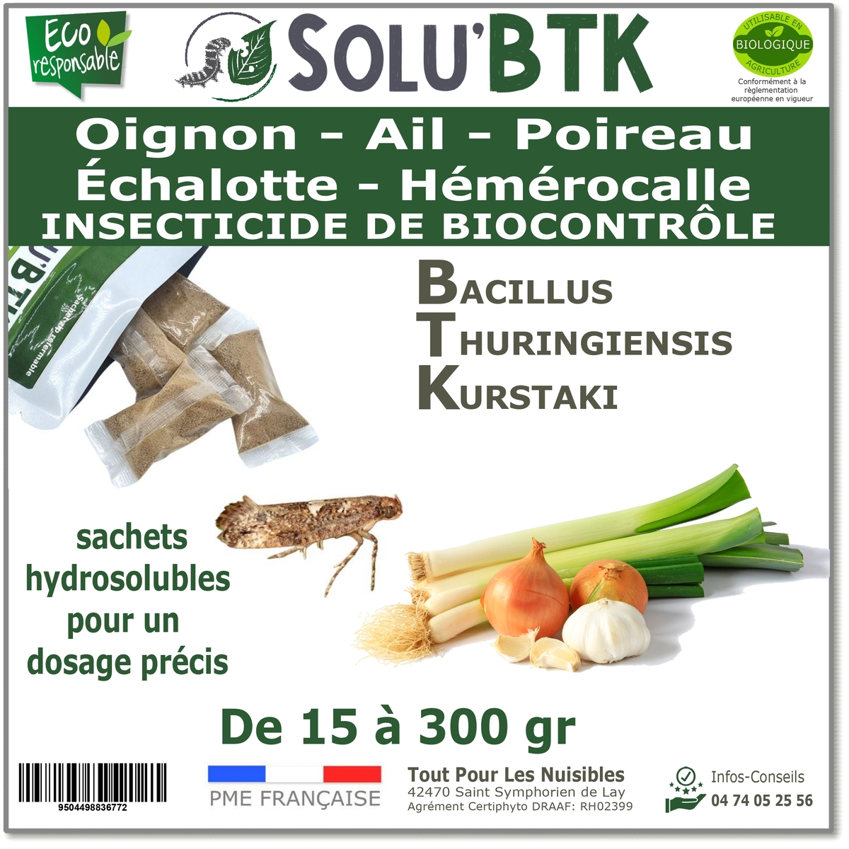 Insecticide BTK de biocontrôle contre la teigne des alliacées, SOLU