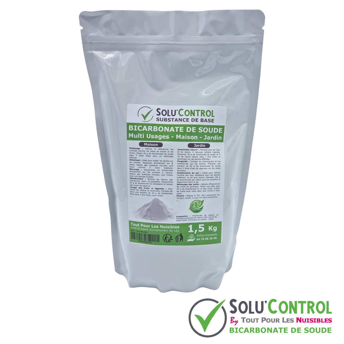 Bicarbonate de Soude Multi Usages, Maison et Jardin, 100% Naturel, SOLU