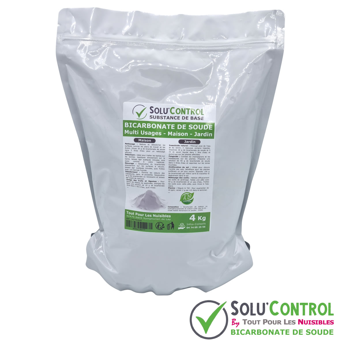 Bicarbonate de Soude Multi Usages, Maison et Jardin, 100% Naturel, SOLU