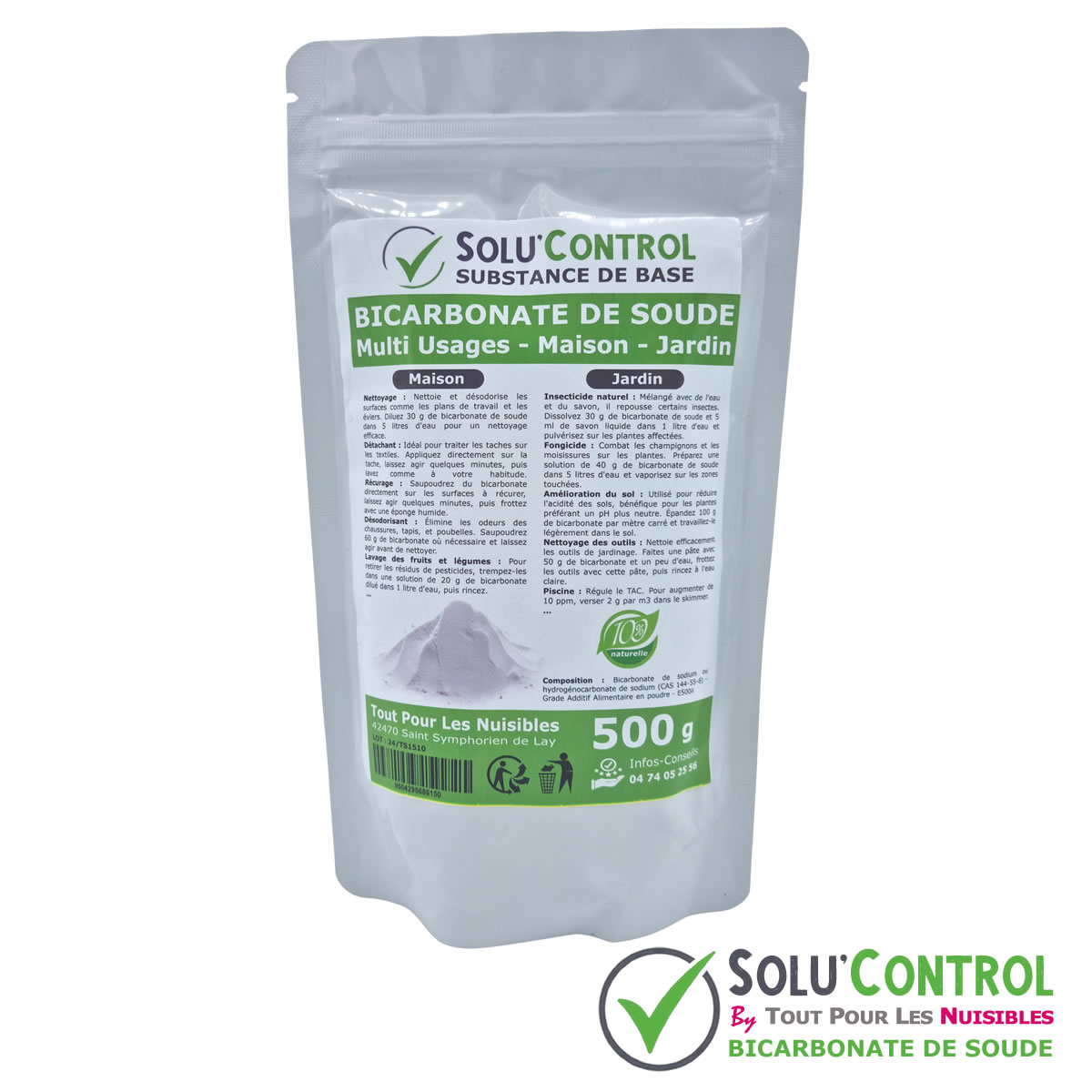 Bicarbonate de Soude Multi Usages, Maison et Jardin, 100% Naturel, SOLU