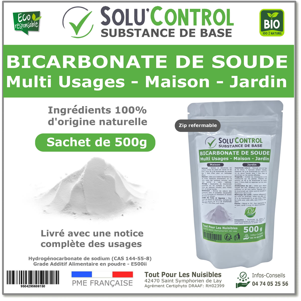 Bicarbonate de Soude Multi Usages, Maison et Jardin, 100% Naturel, SOLU