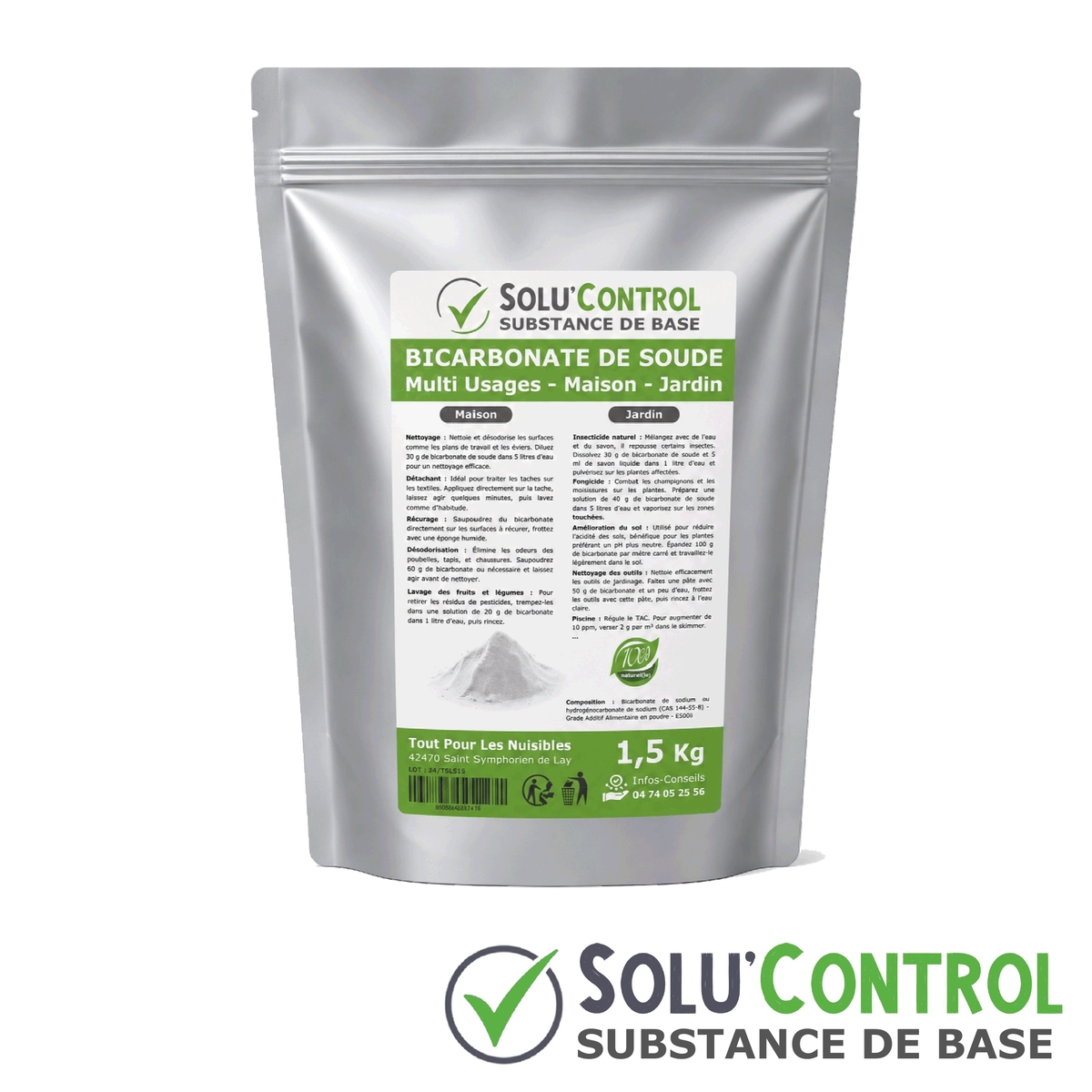 Bicarbonate de Soude – Traitement Fongique Naturel Oïdium & Tavelure – SOLU