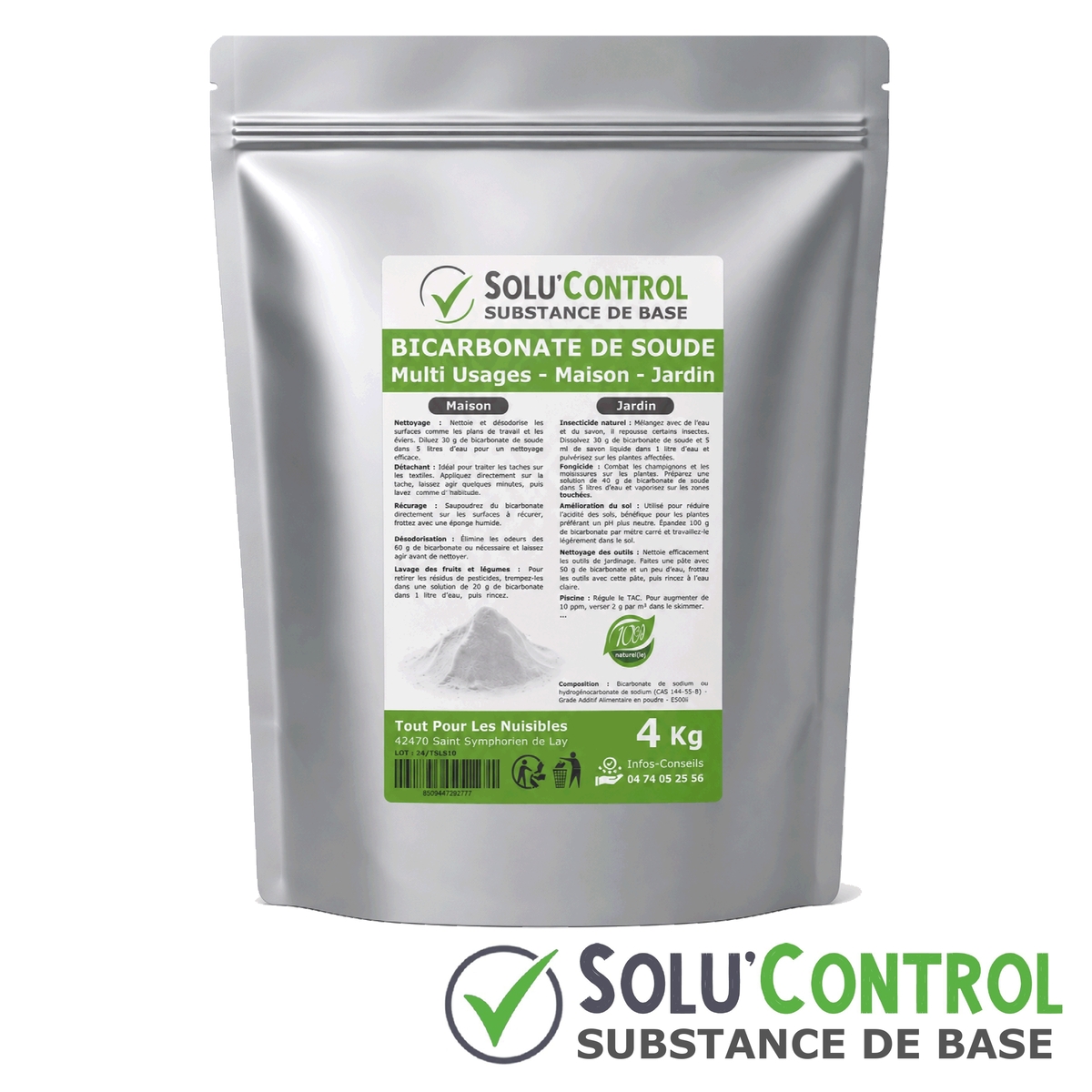 Bicarbonate de Soude – Traitement Fongique Naturel Oïdium & Tavelure – SOLU