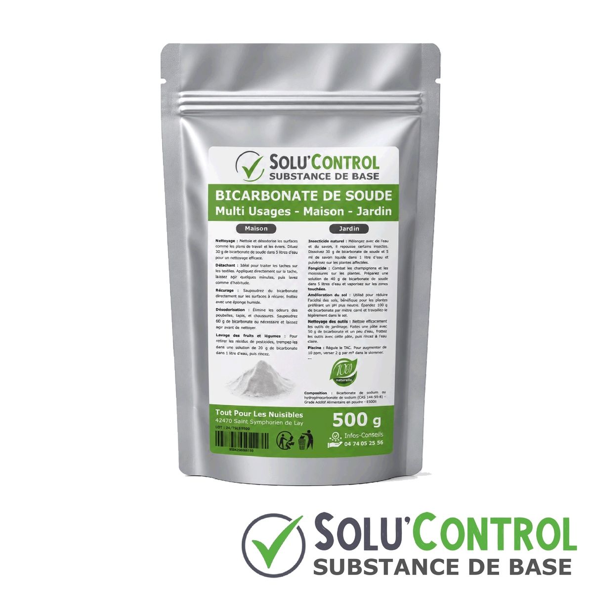 Bicarbonate de Soude – Traitement Fongique Naturel Oïdium & Tavelure – SOLU