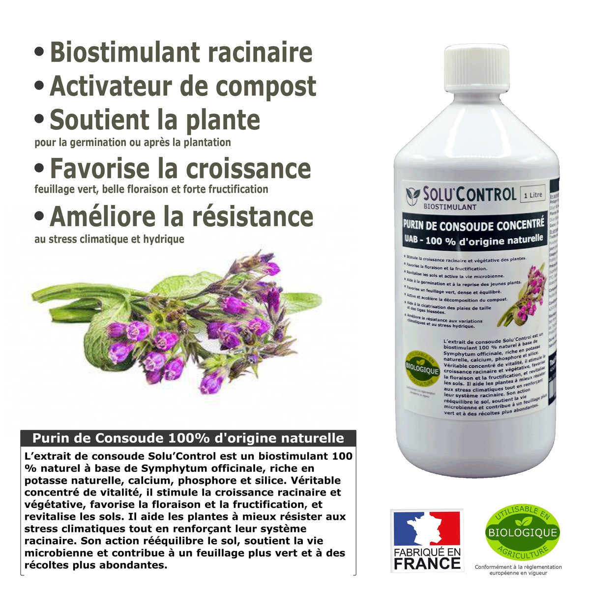 Purin de Consoude Solu’Control – Concentré UAB – Biostimulant Naturel