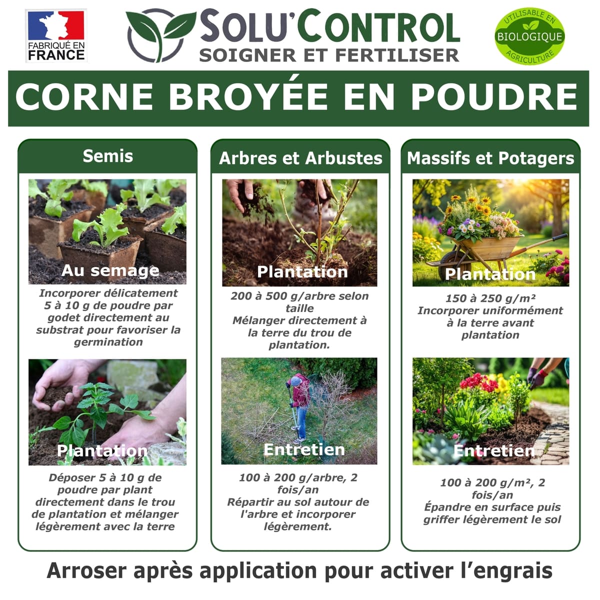 Corne Broyée SoluControl - Poudre - Copeaux- Pellets - Engrais Azoté 100% Naturel