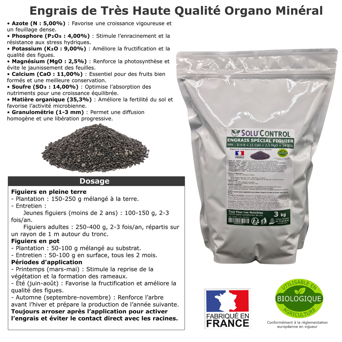 Engrais Spécial Figuier - SoluControl - Formulation haute qualité Organo-Minerale