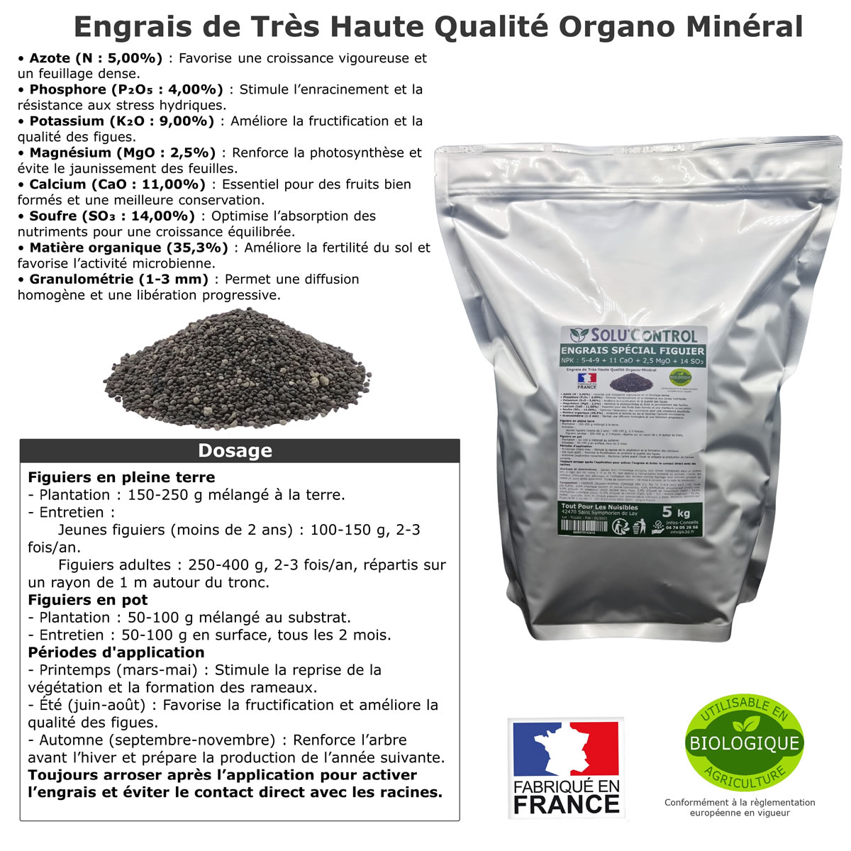 Engrais Spécial Figuier - SoluControl - Formulation haute qualité Organo-Minerale