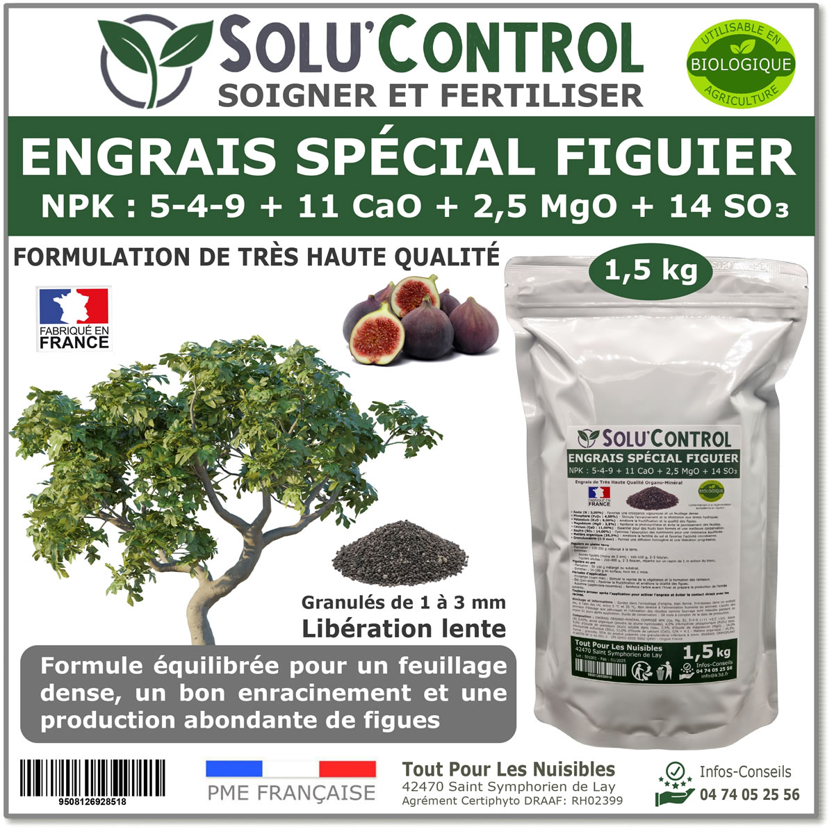 Engrais Spécial Figuier - SoluControl - Formulation haute qualité Organo-Minerale