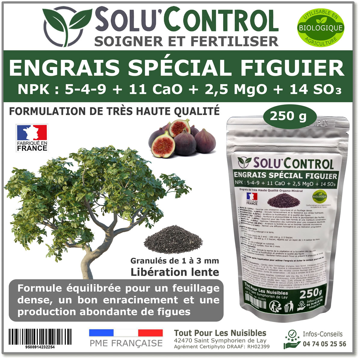 Engrais Spécial Figuier - SoluControl - Formulation haute qualité Organo-Minerale