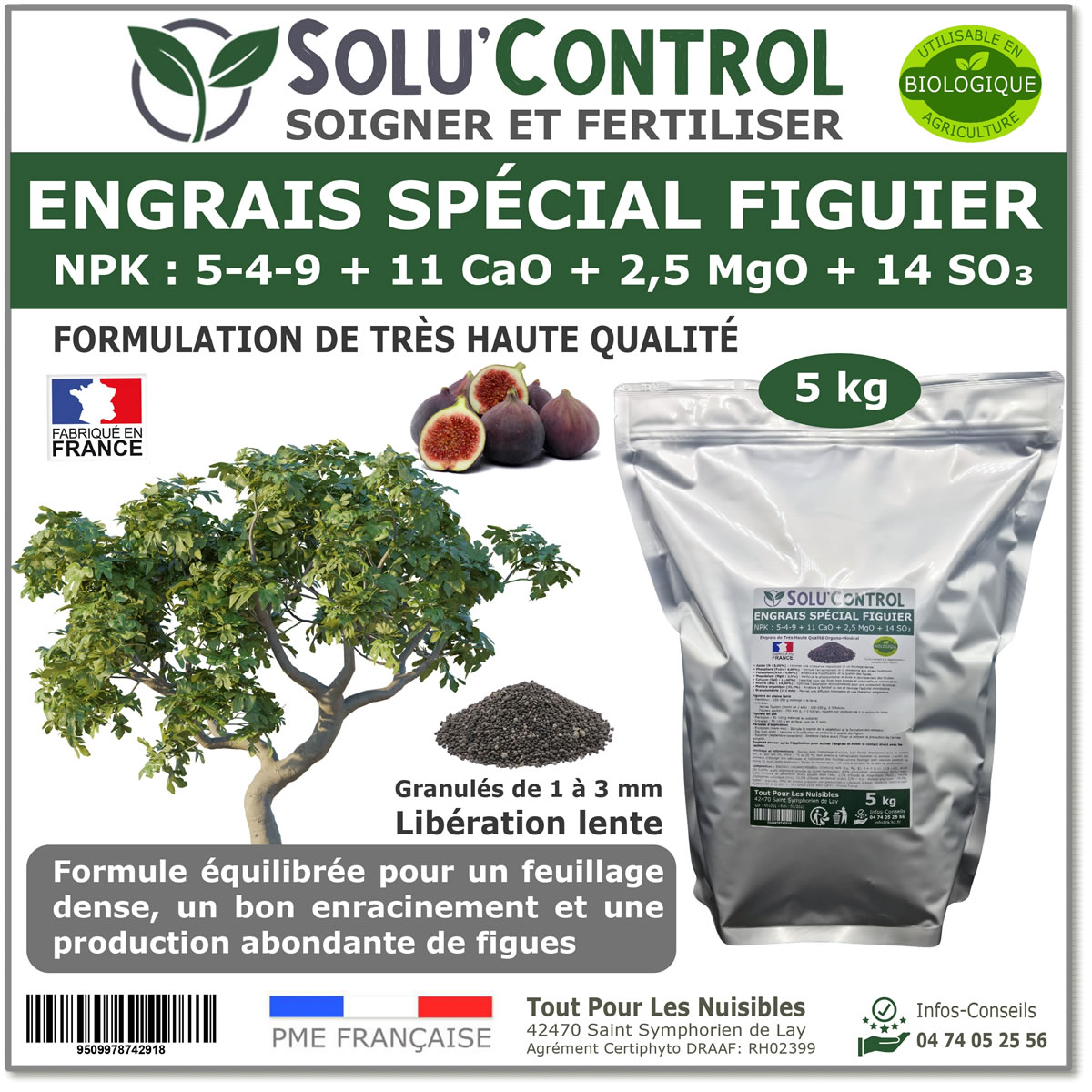 Engrais Spécial Figuier - SoluControl - Formulation haute qualité Organo-Minerale