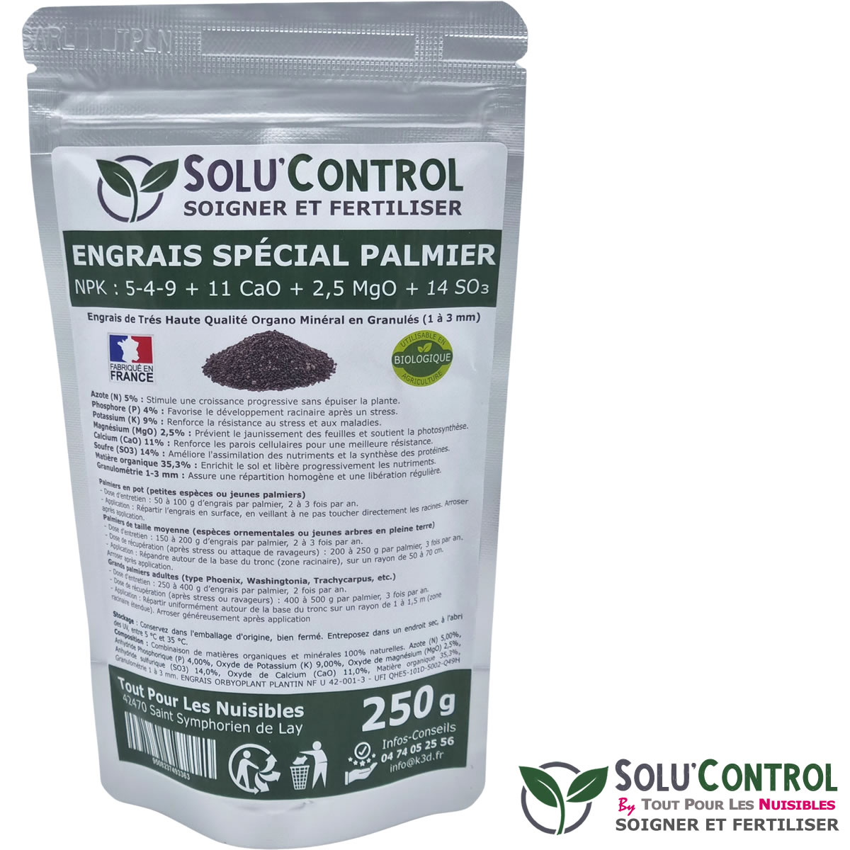 Engrais Spécial Palmier, SoluControl -  Formulation haute qualité Organo-Minerale - Idéal après attaque du charancon rouge ou du papillon du palmier.