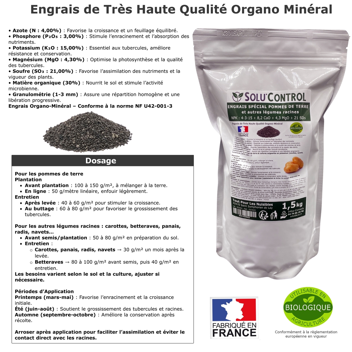 Engrais Spécial Pommes de terre et autres légumes racines, SoluControl