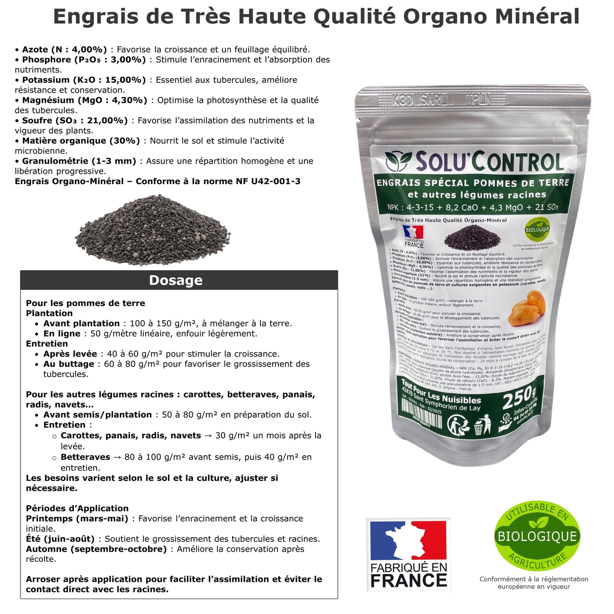 Engrais Spécial Pommes de terre et autres légumes racines, SoluControl