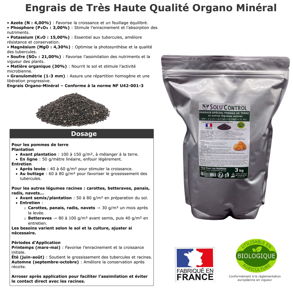 Engrais Spécial Pommes de terre et autres légumes racines, SoluControl