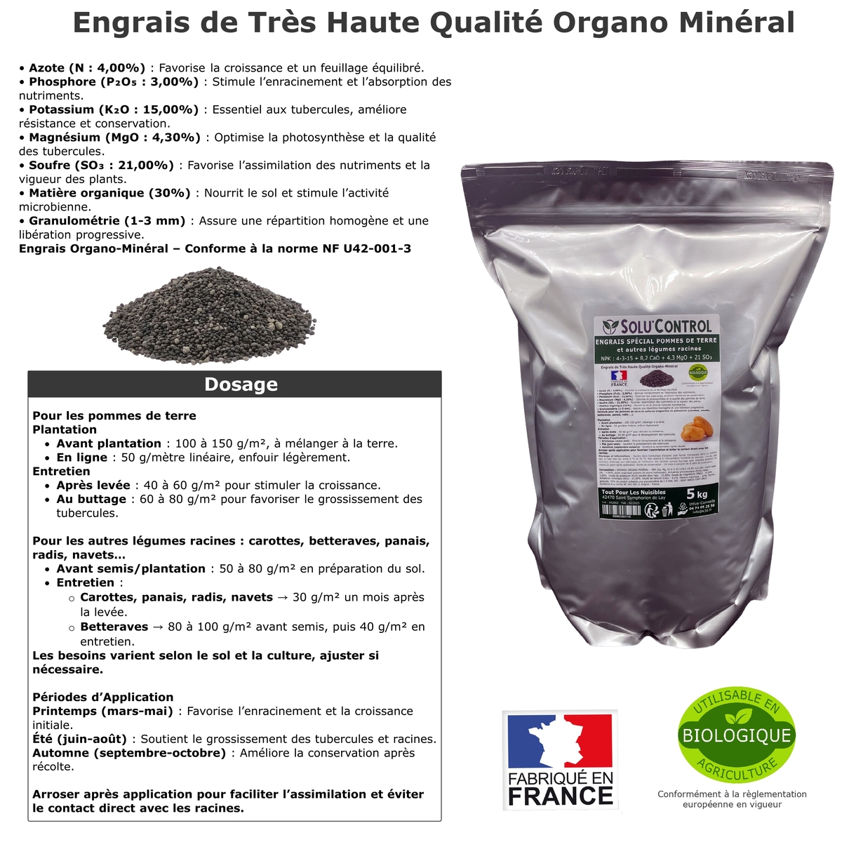 Engrais Spécial Pommes de terre et autres légumes racines, SoluControl