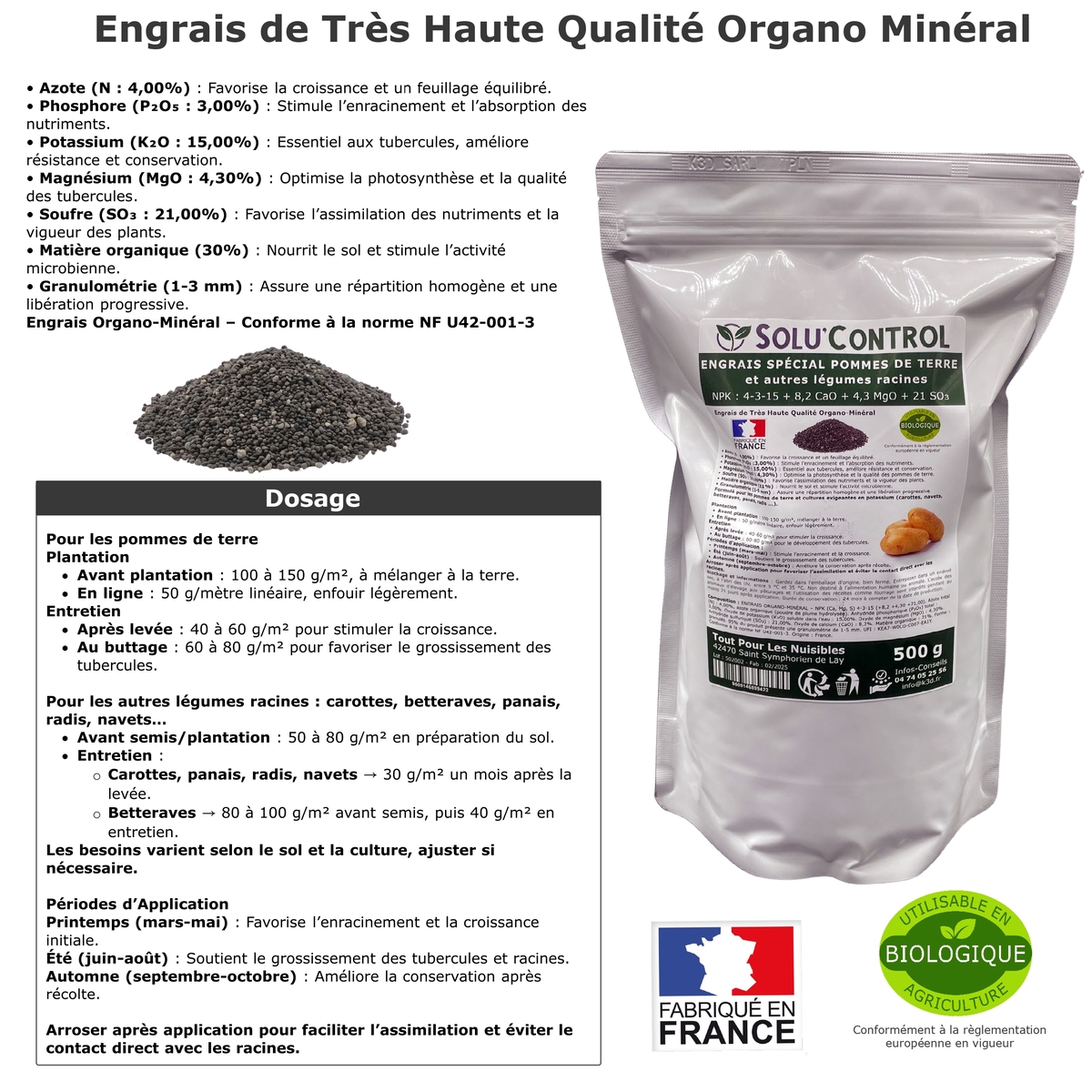 Engrais Spécial Pommes de terre et autres légumes racines, SoluControl