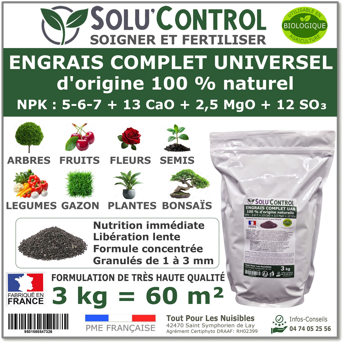 Engrais complet universel et équilibré, SoluControl