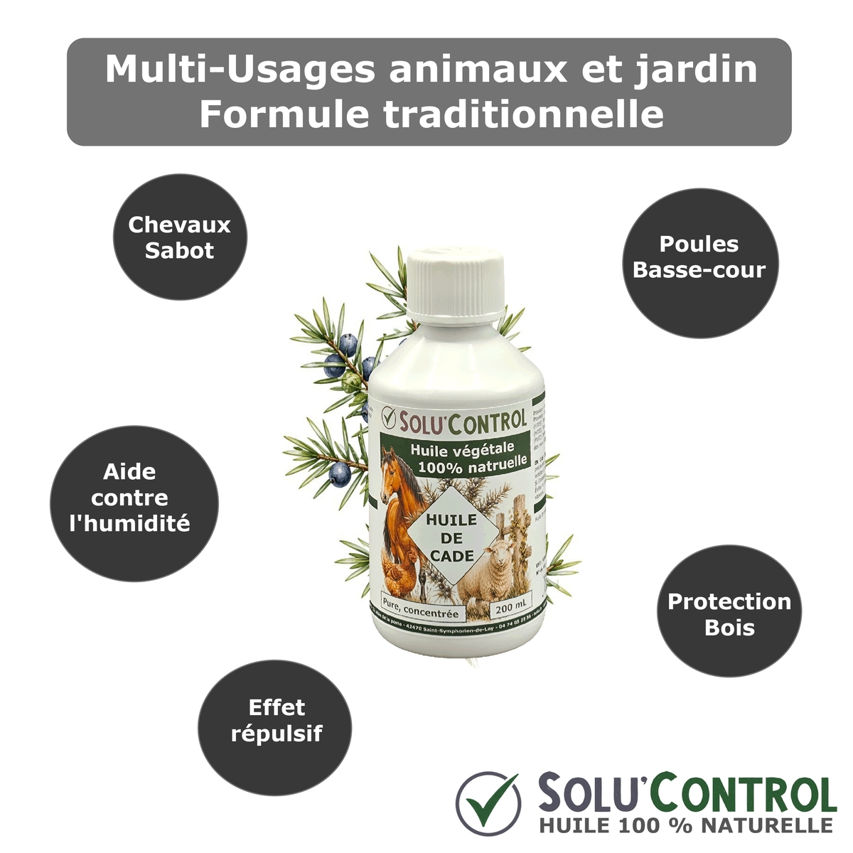 Huile de Cade Pure et Concentrée – Multi-Usages Traditionnels – Animaux, Bois et Jardin Solu