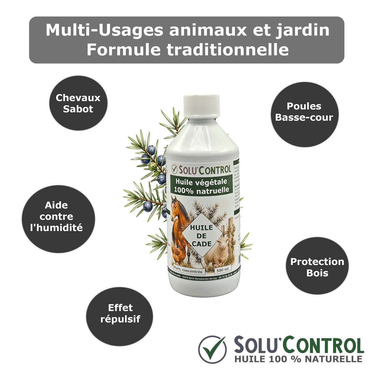 Huile de Cade Pure et Concentrée – Multi-Usages Traditionnels – Animaux, Bois et Jardin Solu