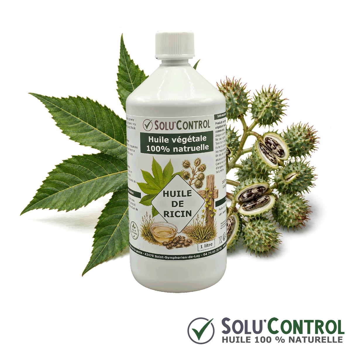 Huile de Ricin Pure et Concentrée – Multi-Usages Traditionnels – Animaux et Jardin Solu