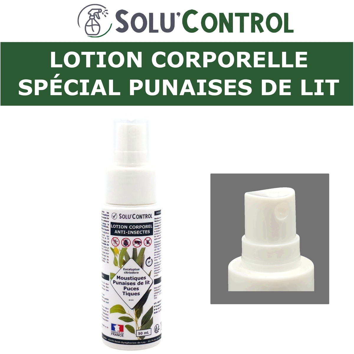 Lotion Corporelle Répulsif Punaise de lit, Solu