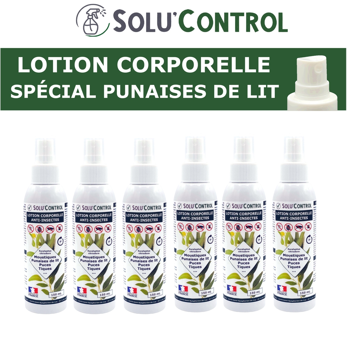 Lotion Corporelle Répulsif Punaise de lit, Solu