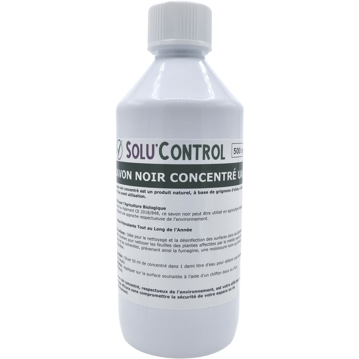 Savon Noir Naturel concentré - Nettoyant feuilles et miellat - pucerons - cochenilles, Concentré UAB Solu