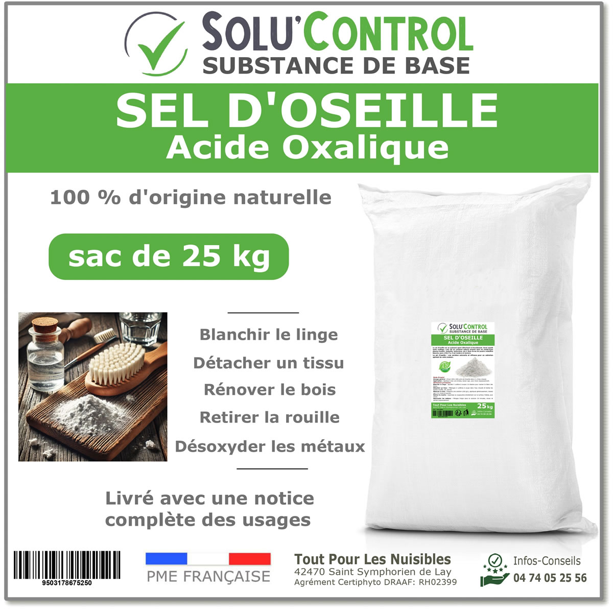 Sel d’Oseille, Acide Oxalique 100% Naturel - Blanchir, Détacher, Rénover et Désoxyder