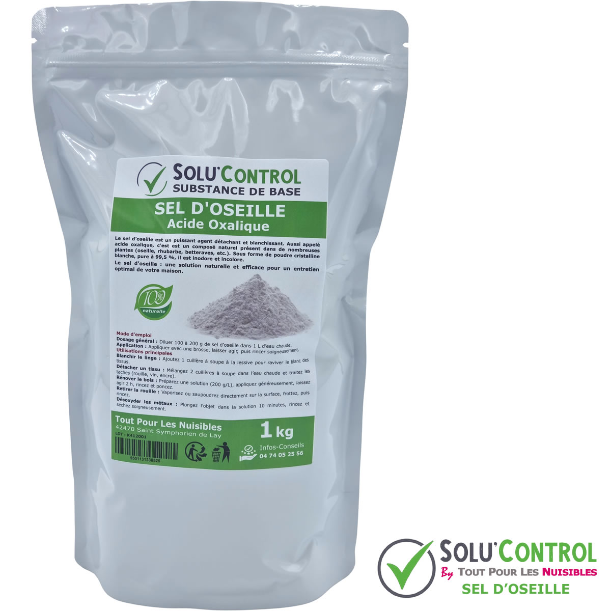 Sel d’Oseille, Acide Oxalique 100% Naturel - Blanchir, Détacher, Rénover et Désoxyder