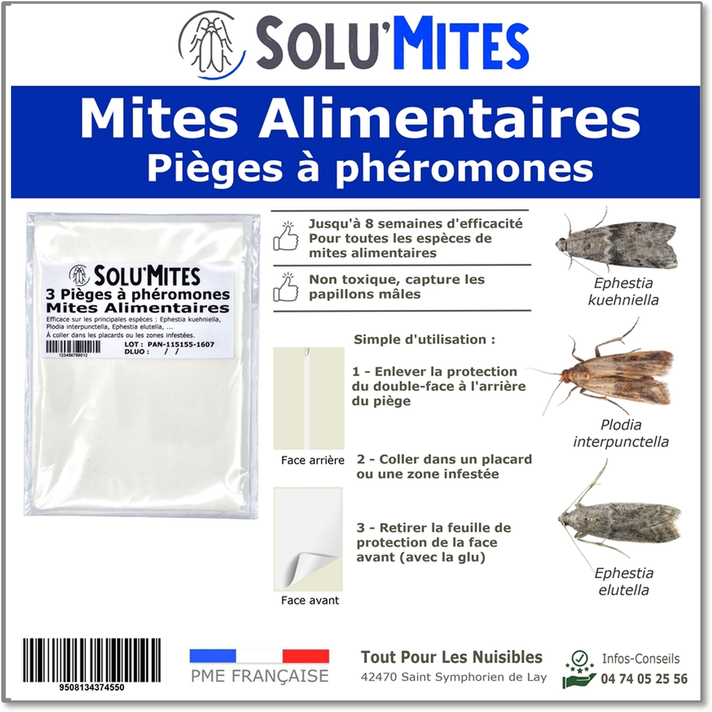 Piège à glu et phéromones pour les Mites Alimentaires, SOLU