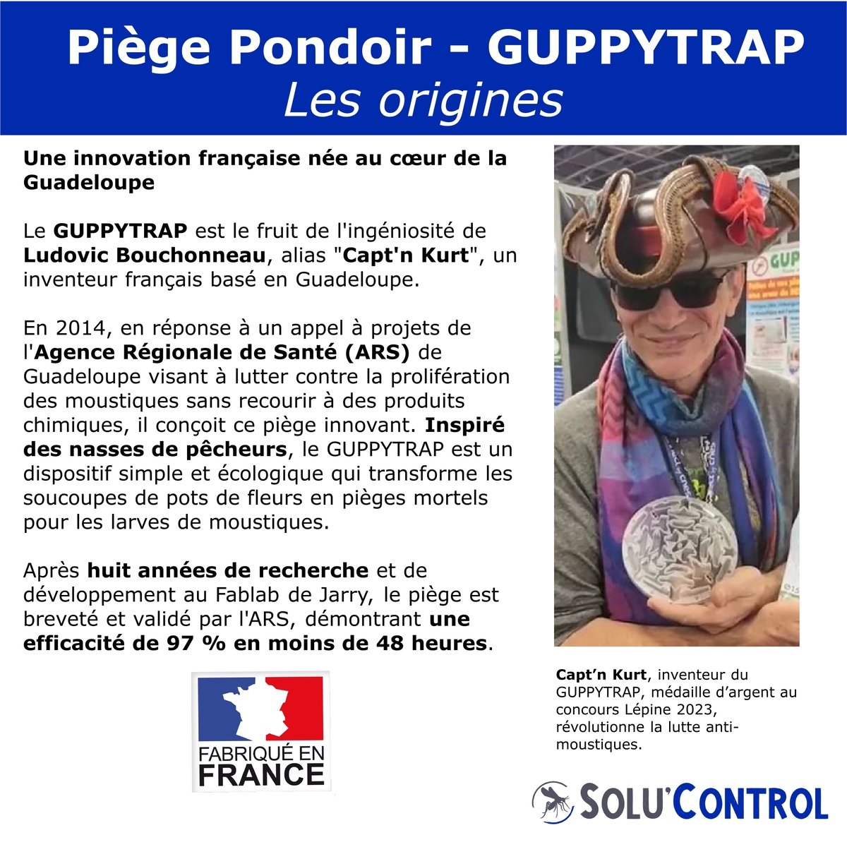Piège Pondoir Guppy Trap Larvicide Moustiques - Labyrinthe - Fabriqué en France