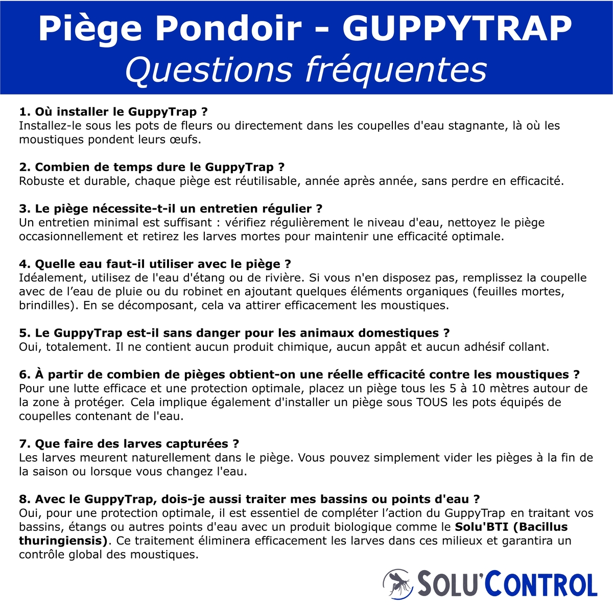 Piège Pondoir Guppy Trap Larvicide Moustiques - Labyrinthe - Fabriqué en France