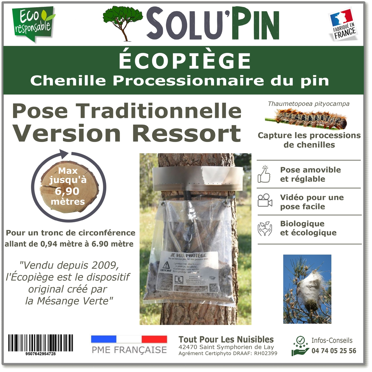 Écopiège Transparent Piège Collier pour capturer les chenilles processionnaires du pin